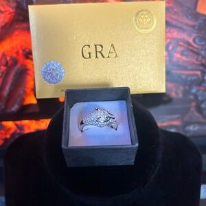 Silver Moissanite Panther Ring